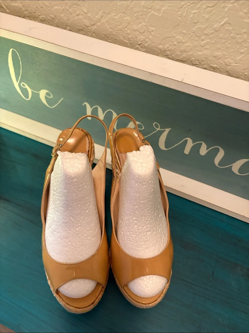 Jimmy Choo Tan Espadrille Wedge Slingback Sandals